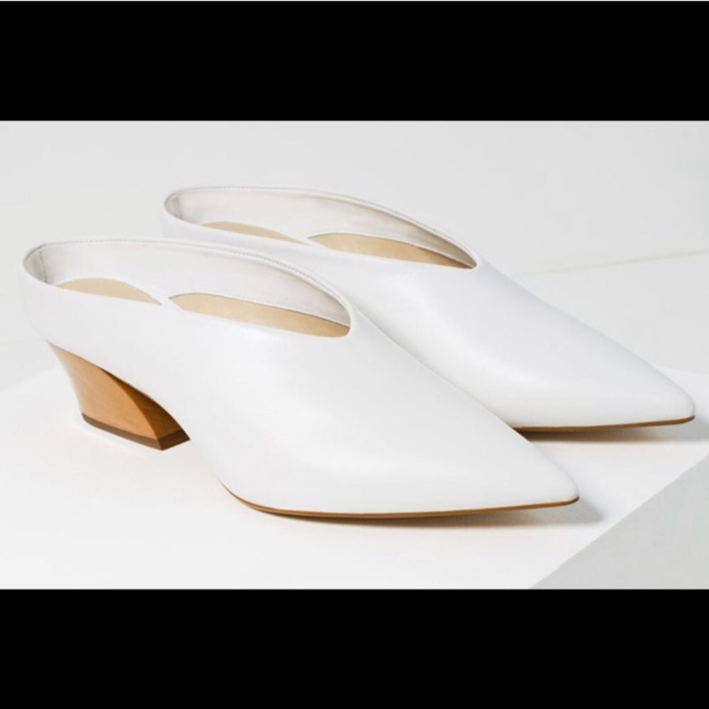 Zara white v-cut mules